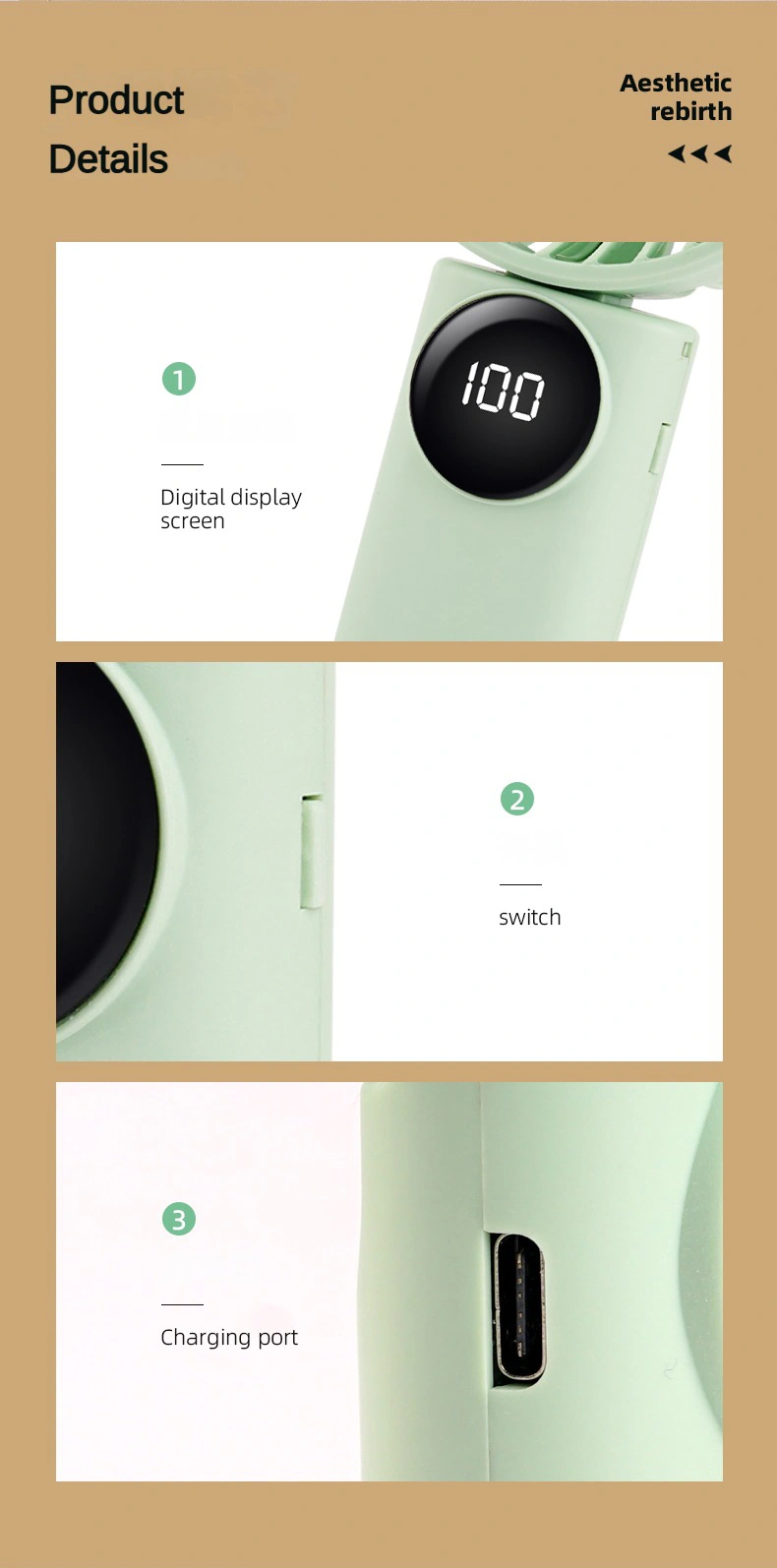 8831 mini fan detail views