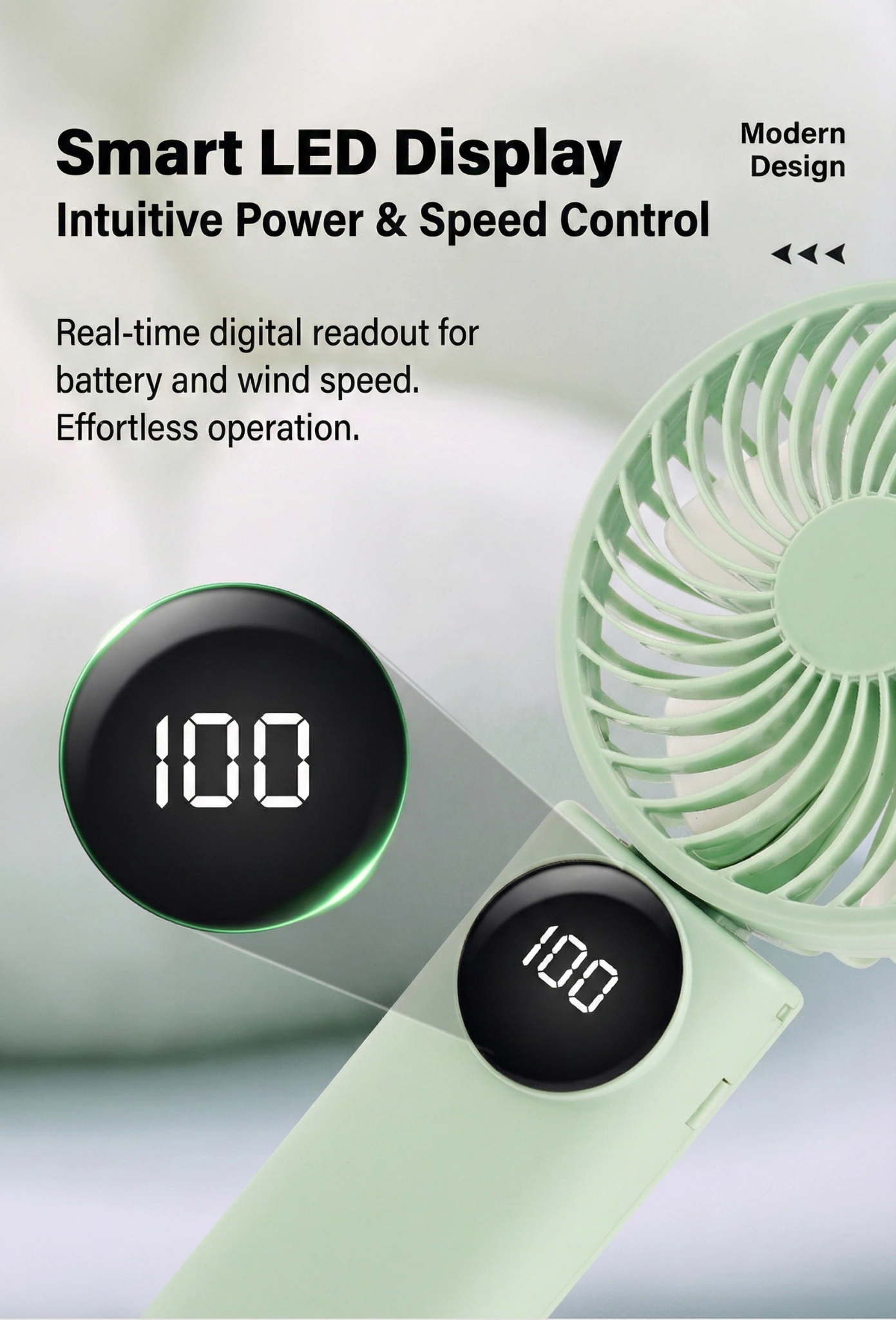 8831 mint mini fan LED display detail