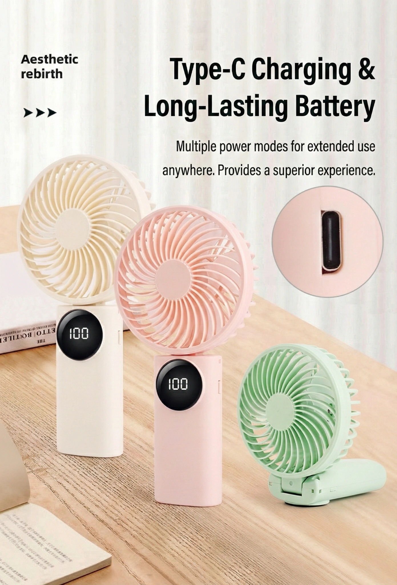 8831 pastel fans with Type-C closeup