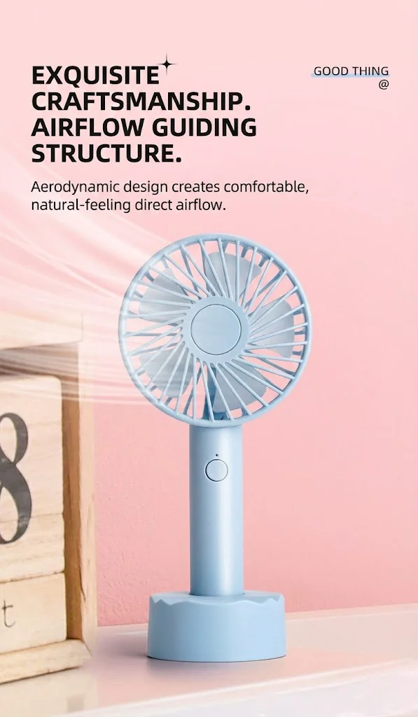 Blue mini fan on base