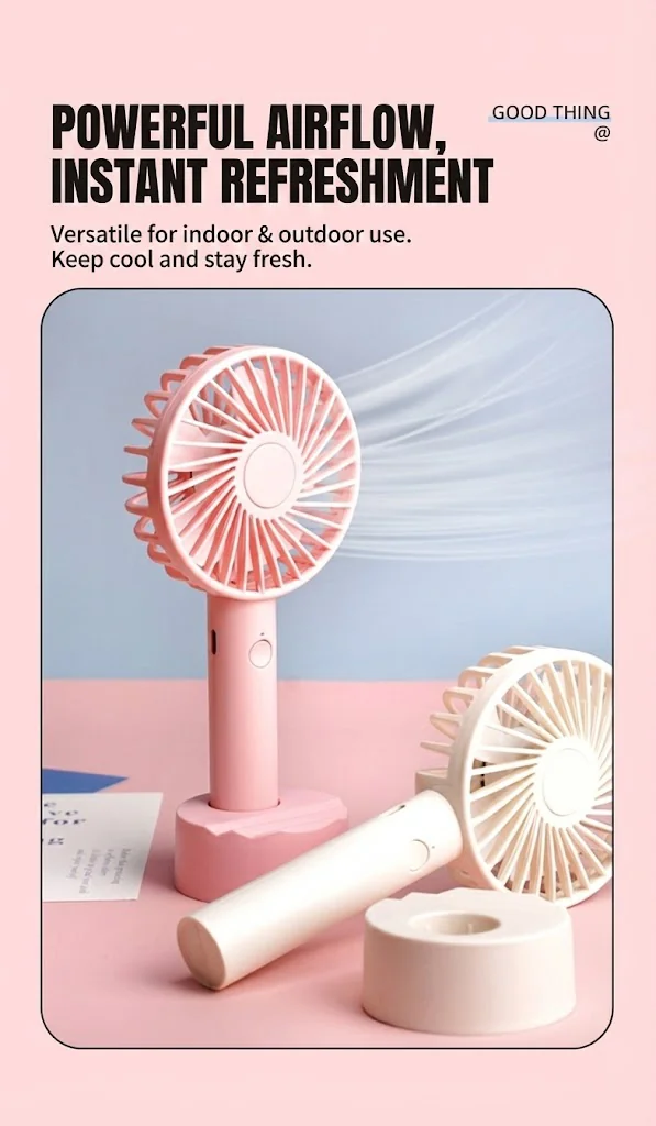 Two mini fans on desk